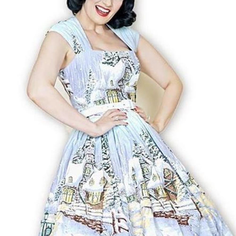 Veronique Pin Up Dress Winter Wonderland Print